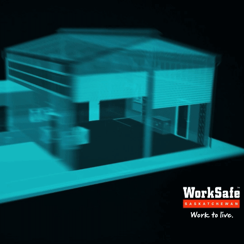 3d animation of a building inspection in an x-ray style, revealing unexpected locations of asbestos